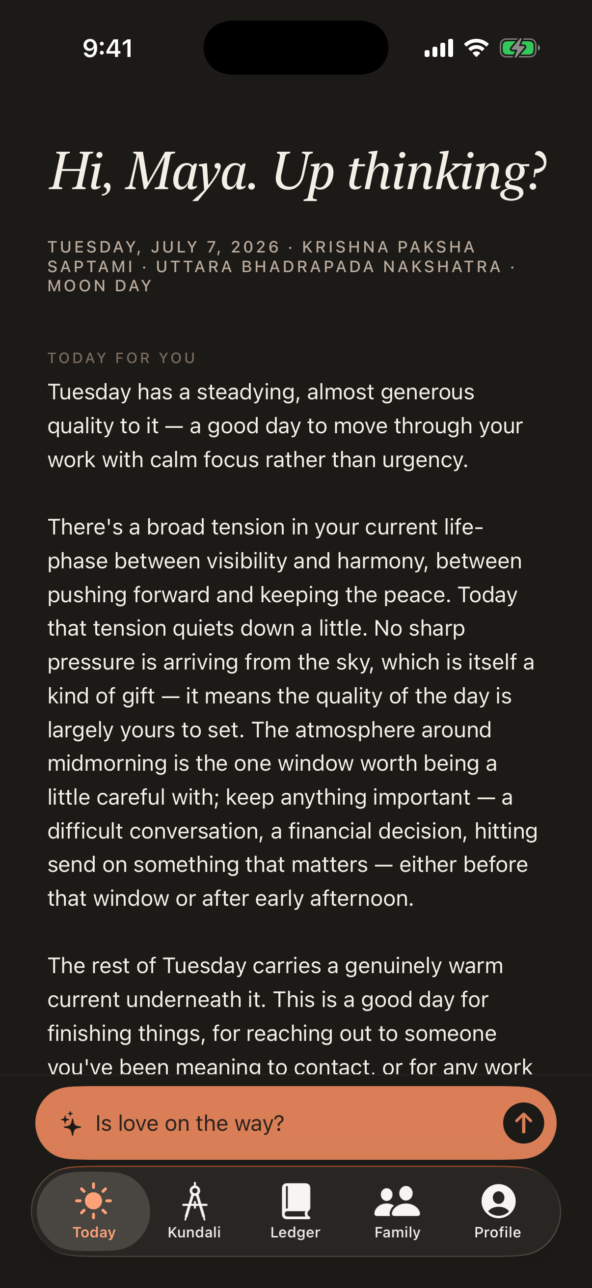 A reading every morning.